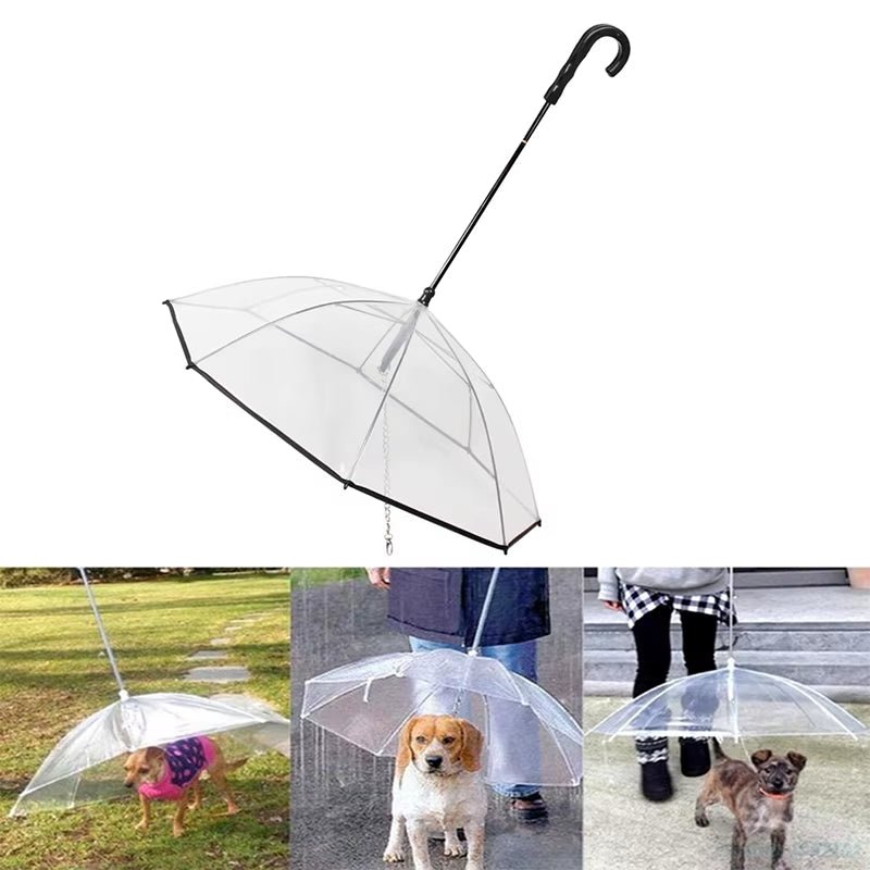 Transparent Pet Umbrellas Small Medium Dog Umbrella with Dog Leash Iron Chain as Raincoat for Dog Rainwear Pet Accessories Tools - pet needs726084819337Transparent Pet Umbrellas Small Medium Dog Umbrella with Dog Leash Iron Chain as Raincoat for Dog Rainwear Pet Accessories ToolsWhitepet needs