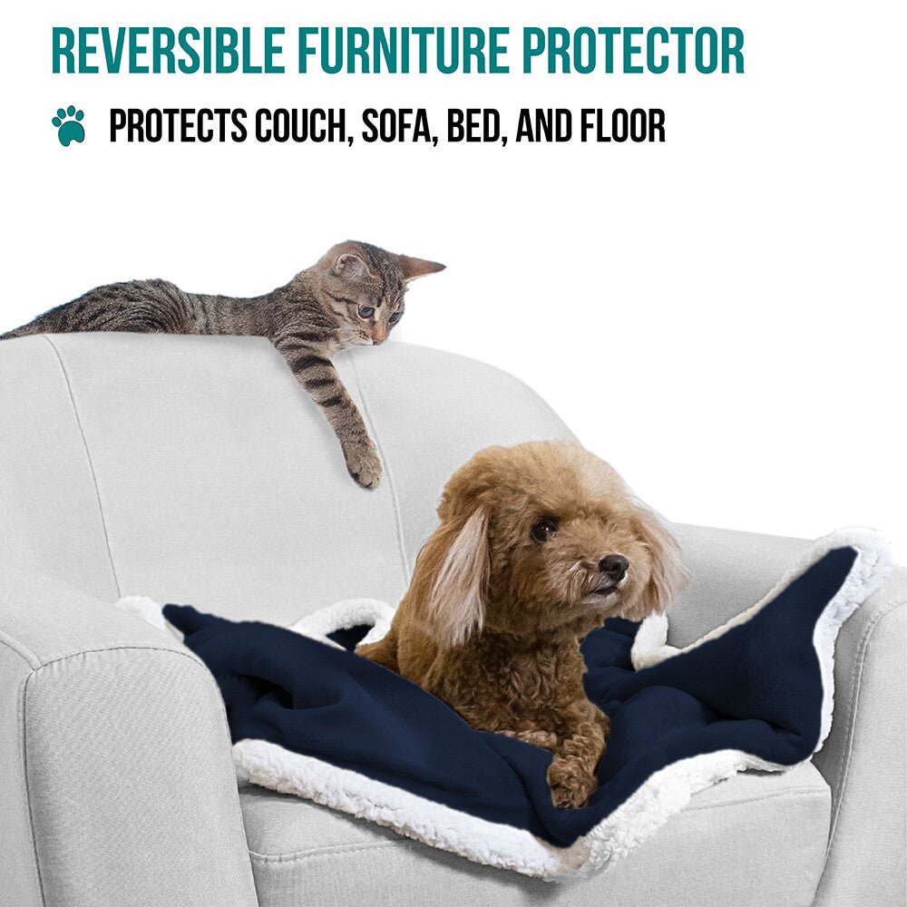 Washable Pet Blanket Fleece Dog Cat Bed Soft Sherpa Reversible Dog Blanket Warm - pet needs313102379333Washable Pet Blanket Fleece Dog Cat Bed Soft Sherpa Reversible Dog Blanket WarmBluepet needs
