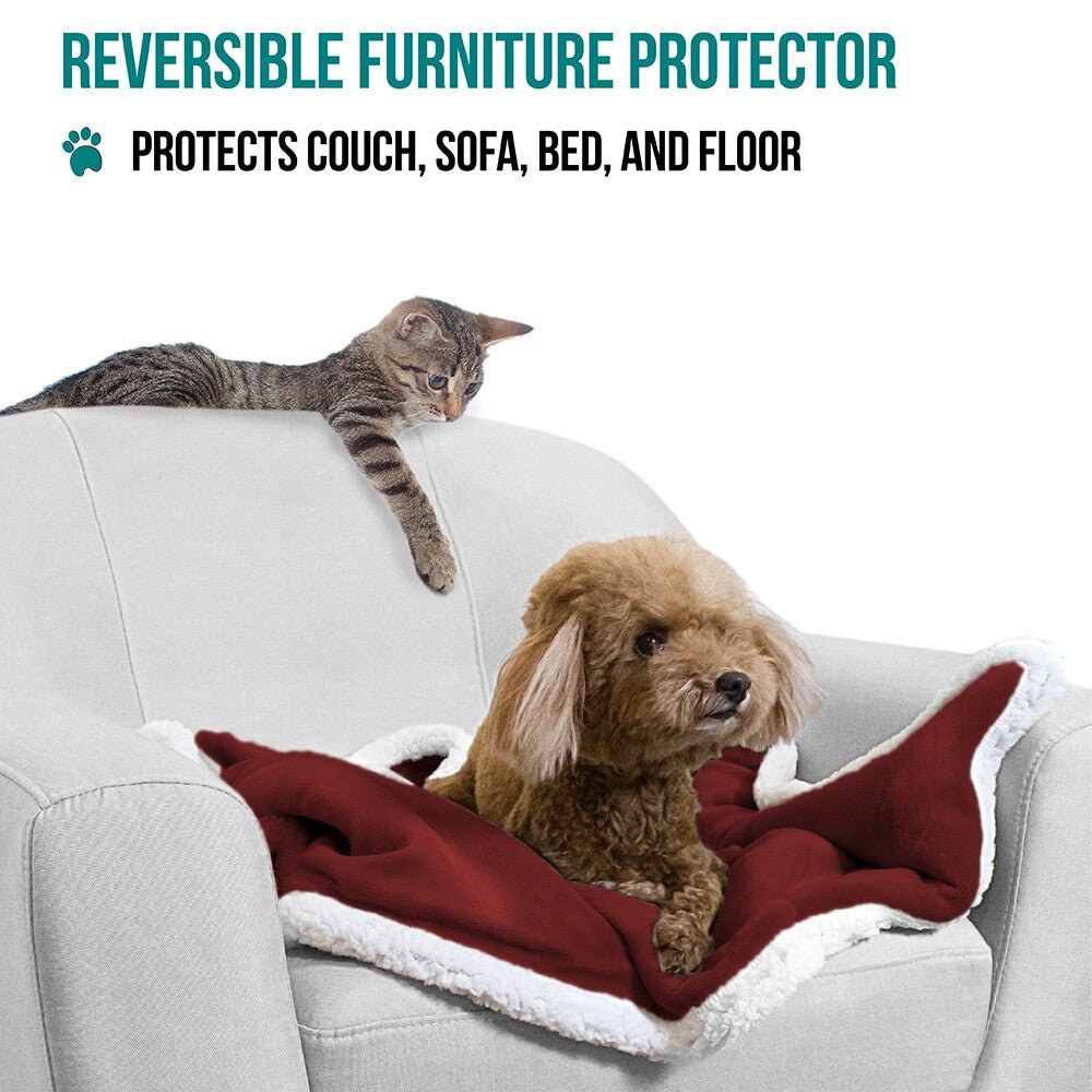 Washable Pet Blanket Fleece Dog Cat Bed Soft Sherpa Reversible Dog Blanket Warm - pet needs711181598834Washable Pet Blanket Fleece Dog Cat Bed Soft Sherpa Reversible Dog Blanket WarmWinepet needs