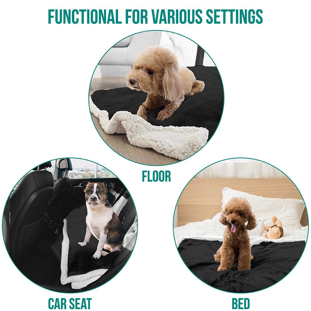 Washable Pet Blanket Fleece Dog Cat Bed Soft Sherpa Reversible Dog Blanket Warm - pet needs744110650389Washable Pet Blanket Fleece Dog Cat Bed Soft Sherpa Reversible Dog Blanket WarmBlackpet needs