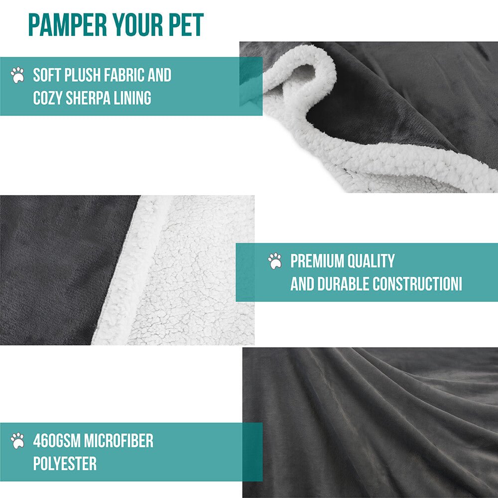 Washable Pet Blanket Fleece Dog Cat Bed Soft Sherpa Reversible Dog Blanket Warm - pet needs726084280946Washable Pet Blanket Fleece Dog Cat Bed Soft Sherpa Reversible Dog Blanket WarmCharcoalpet needs