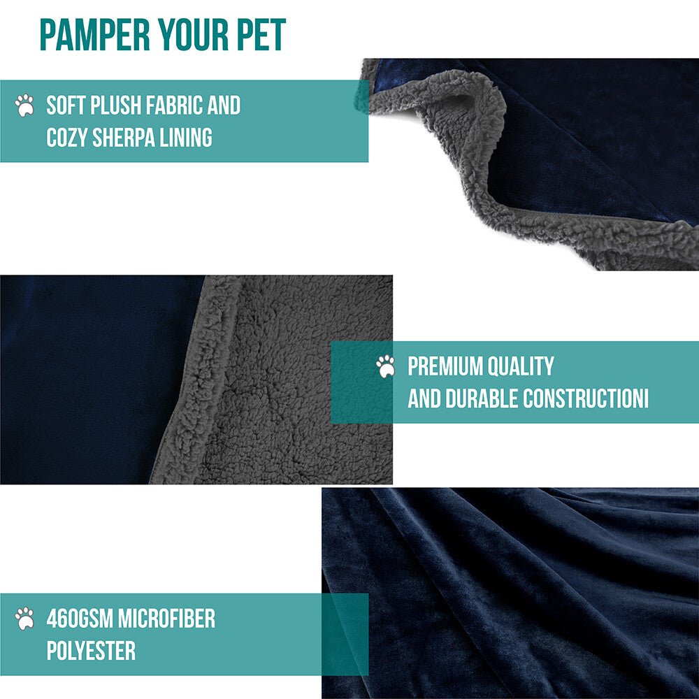 Washable Pet Blanket Fleece Dog Cat Bed Soft Sherpa Reversible Dog Blanket Warm - pet needs313100376310Washable Pet Blanket Fleece Dog Cat Bed Soft Sherpa Reversible Dog Blanket WarmNavy/Graypet needs