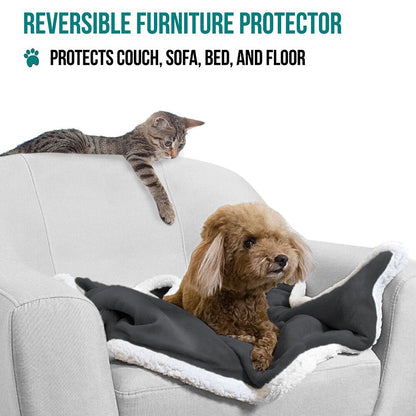 Washable Pet Blanket Fleece Dog Cat Bed Soft Sherpa Reversible Dog Blanket Warm - pet needs726084280946Washable Pet Blanket Fleece Dog Cat Bed Soft Sherpa Reversible Dog Blanket WarmCharcoalpet needs