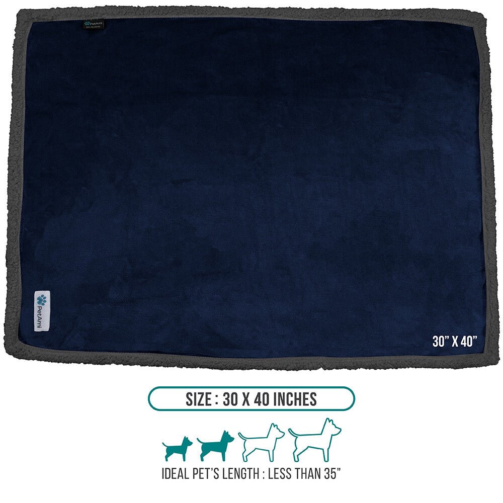 Washable Pet Blanket Fleece Dog Cat Bed Soft Sherpa Reversible Dog Blanket Warm - pet needs313100376310Washable Pet Blanket Fleece Dog Cat Bed Soft Sherpa Reversible Dog Blanket WarmNavy/Graypet needs