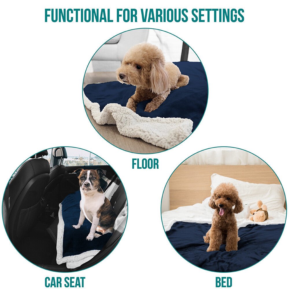 Washable Pet Blanket Fleece Dog Cat Bed Soft Sherpa Reversible Dog Blanket Warm - pet needs313102379333Washable Pet Blanket Fleece Dog Cat Bed Soft Sherpa Reversible Dog Blanket WarmBluepet needs
