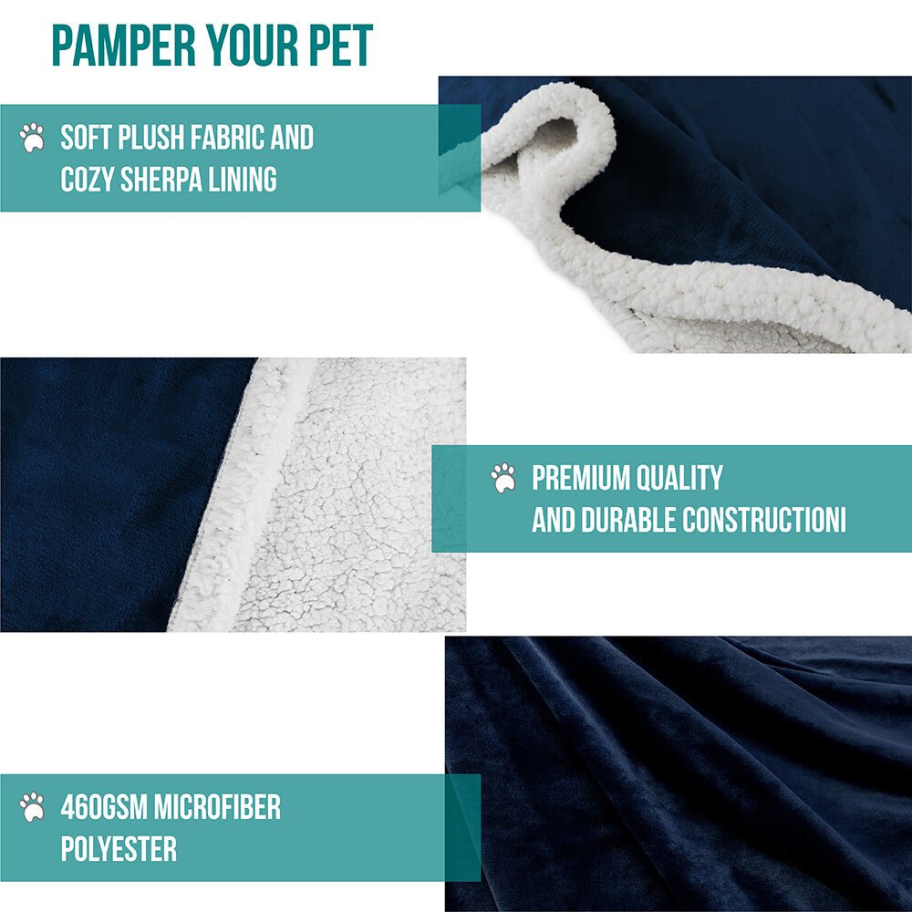 Washable Pet Blanket Fleece Dog Cat Bed Soft Sherpa Reversible Dog Blanket Warm - pet needs313102379333Washable Pet Blanket Fleece Dog Cat Bed Soft Sherpa Reversible Dog Blanket WarmBluepet needs