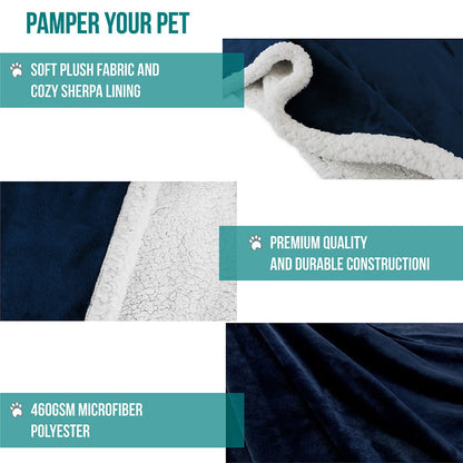 Washable Pet Blanket Fleece Dog Cat Bed Soft Sherpa Reversible Dog Blanket Warm - pet needs313102379333Washable Pet Blanket Fleece Dog Cat Bed Soft Sherpa Reversible Dog Blanket WarmBluepet needs