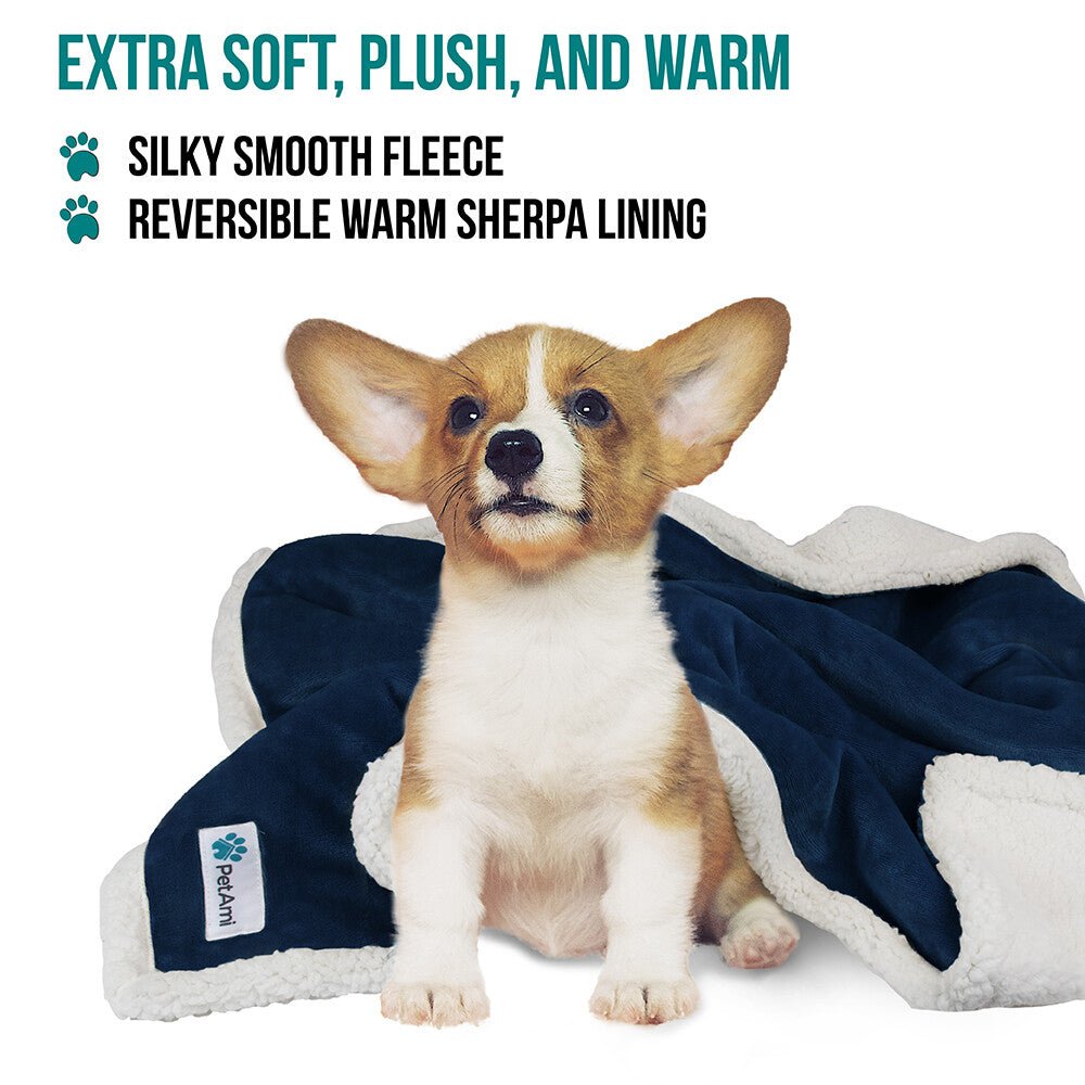 Washable Pet Blanket Fleece Dog Cat Bed Soft Sherpa Reversible Dog Blanket Warm - pet needs313102379333Washable Pet Blanket Fleece Dog Cat Bed Soft Sherpa Reversible Dog Blanket WarmBluepet needs