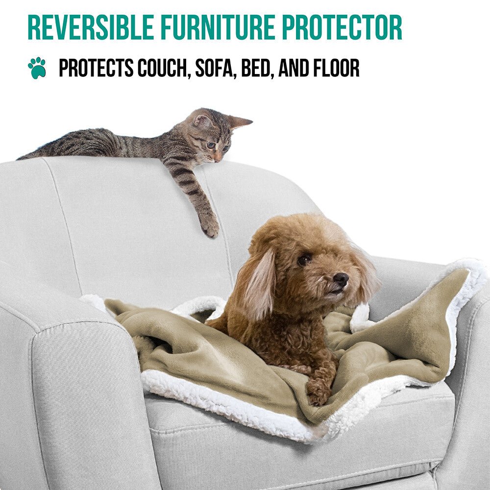 Washable Pet Blanket Fleece Dog Cat Bed Soft Sherpa Reversible Dog Blanket Warm - pet needs744759450814Washable Pet Blanket Fleece Dog Cat Bed Soft Sherpa Reversible Dog Blanket WarmTaupepet needs