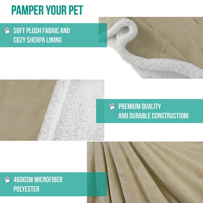 Washable Pet Blanket Fleece Dog Cat Bed Soft Sherpa Reversible Dog Blanket Warm - pet needs744759450814Washable Pet Blanket Fleece Dog Cat Bed Soft Sherpa Reversible Dog Blanket WarmTaupepet needs