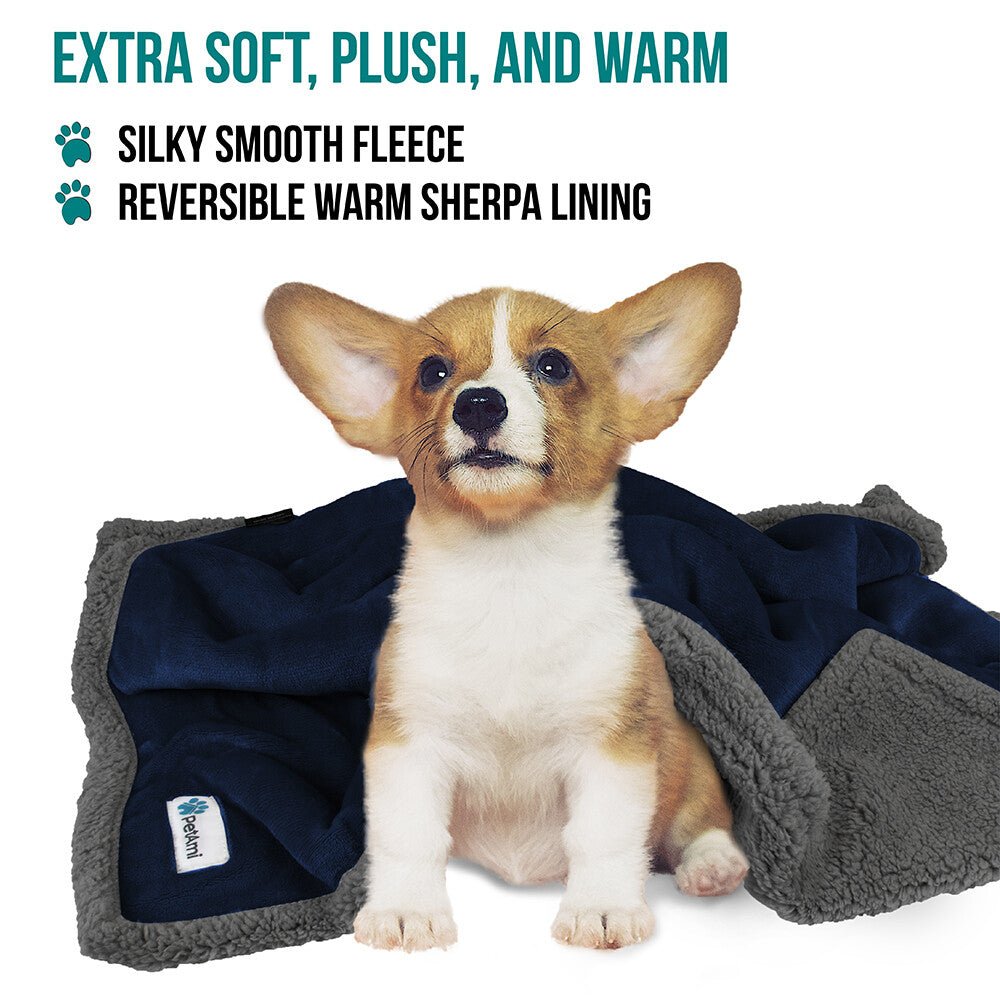 Washable Pet Blanket Fleece Dog Cat Bed Soft Sherpa Reversible Dog Blanket Warm - pet needs313100376310Washable Pet Blanket Fleece Dog Cat Bed Soft Sherpa Reversible Dog Blanket WarmNavy/Graypet needs