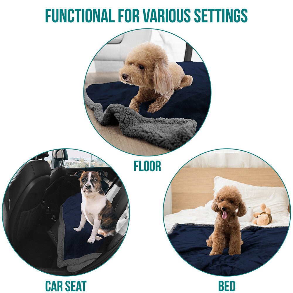 Washable Pet Blanket Fleece Dog Cat Bed Soft Sherpa Reversible Dog Blanket Warm - pet needs313100376310Washable Pet Blanket Fleece Dog Cat Bed Soft Sherpa Reversible Dog Blanket WarmNavy/Graypet needs
