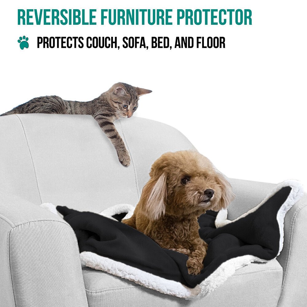 Washable Pet Blanket Fleece Dog Cat Bed Soft Sherpa Reversible Dog Blanket Warm - pet needs744110650389Washable Pet Blanket Fleece Dog Cat Bed Soft Sherpa Reversible Dog Blanket WarmBlackpet needs