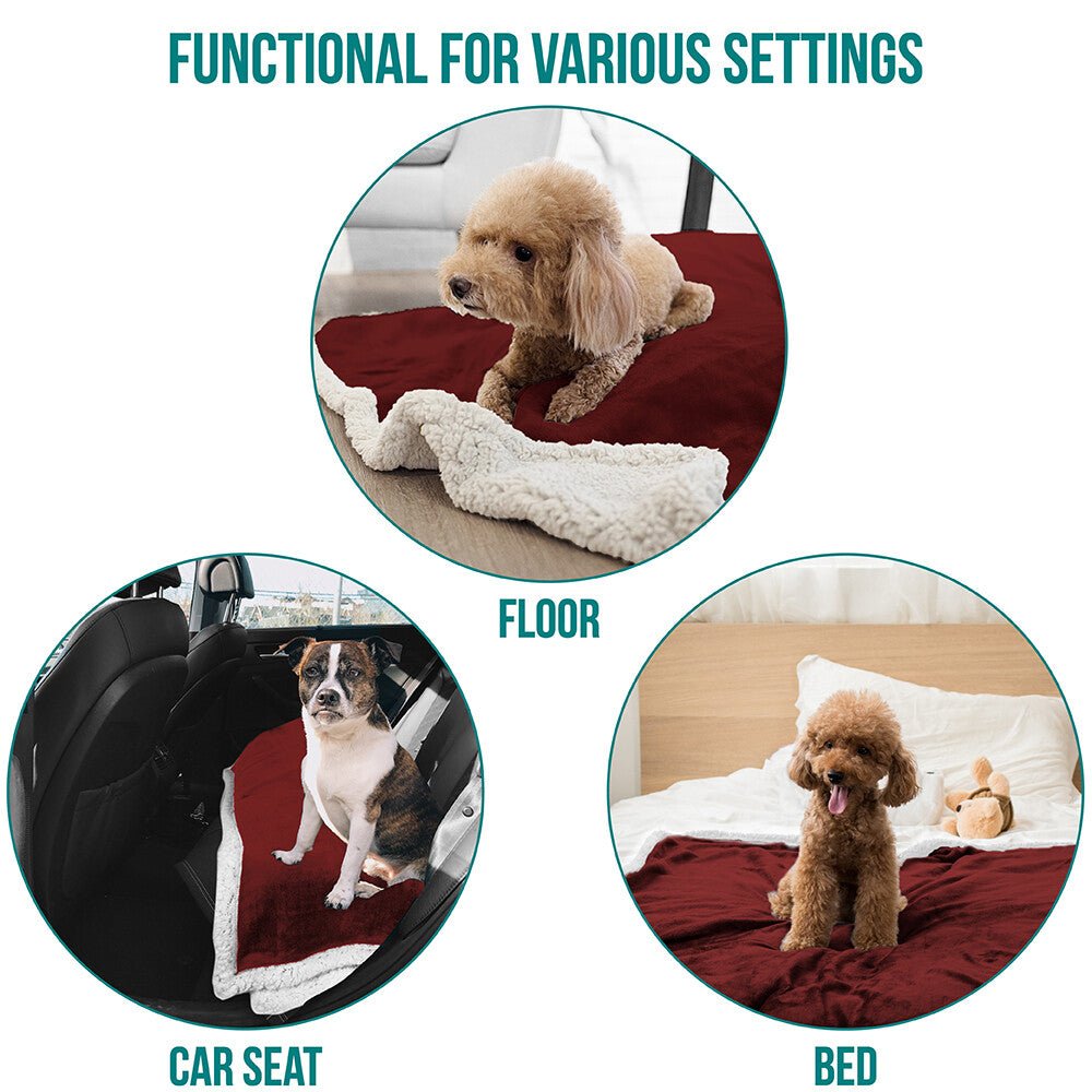 Washable Pet Blanket Fleece Dog Cat Bed Soft Sherpa Reversible Dog Blanket Warm - pet needs711181598834Washable Pet Blanket Fleece Dog Cat Bed Soft Sherpa Reversible Dog Blanket WarmWinepet needs