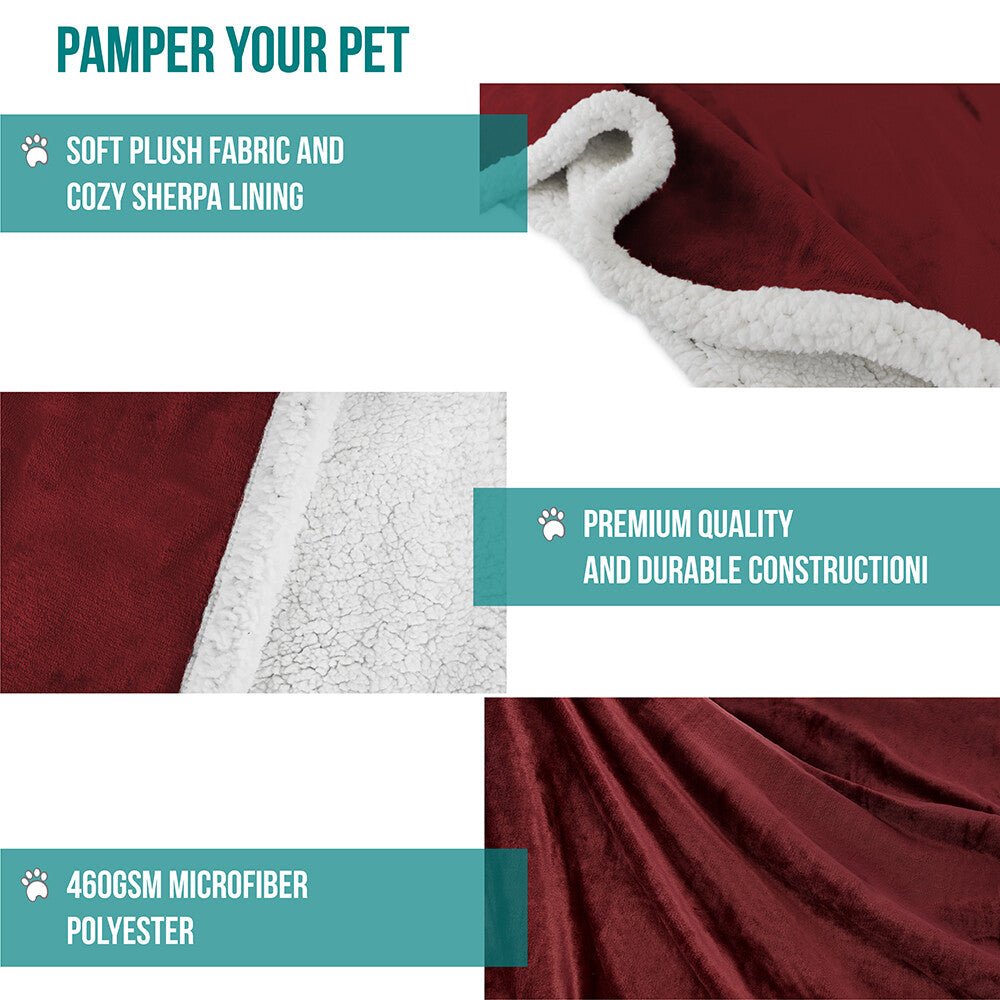 Washable Pet Blanket Fleece Dog Cat Bed Soft Sherpa Reversible Dog Blanket Warm - pet needs711181598834Washable Pet Blanket Fleece Dog Cat Bed Soft Sherpa Reversible Dog Blanket WarmWinepet needs