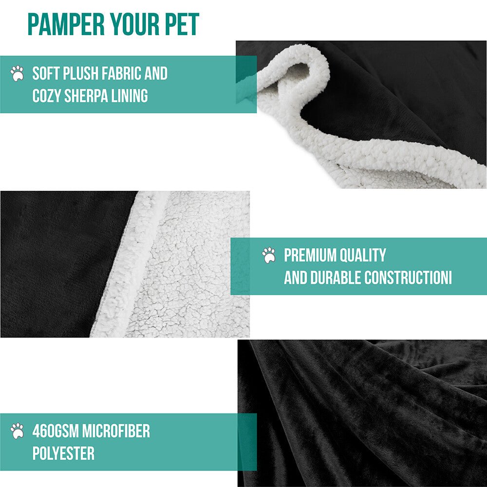 Washable Pet Blanket Fleece Dog Cat Bed Soft Sherpa Reversible Dog Blanket Warm - pet needs744110650389Washable Pet Blanket Fleece Dog Cat Bed Soft Sherpa Reversible Dog Blanket WarmBlackpet needs