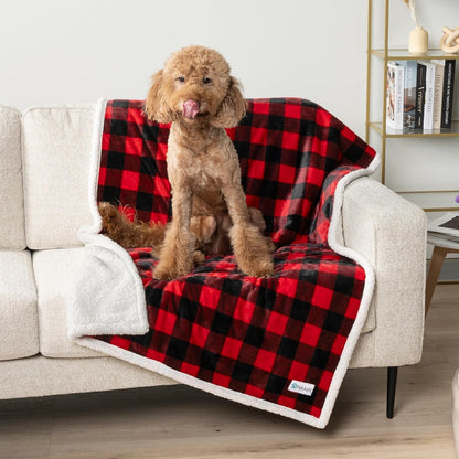 Waterproof Dog Blanket for Medium Large XL Dog Puppy Cat Throw for Couch Cover Leakproof Protection, Sherpa Fleece, Reversible Soft Washable 80X60 Checker Plaid Red - pet needs744110085747Waterproof Dog Blanket for Medium Large XL Dog Puppy Cat Throw for Couch Cover Leakproof Protection, Sherpa Fleece, Reversible Soft Washable 80X60 Checker Plaid RedCheckered RedX - Large 80 X 60 InchesX - Large 80 X 60 Inchespet needs