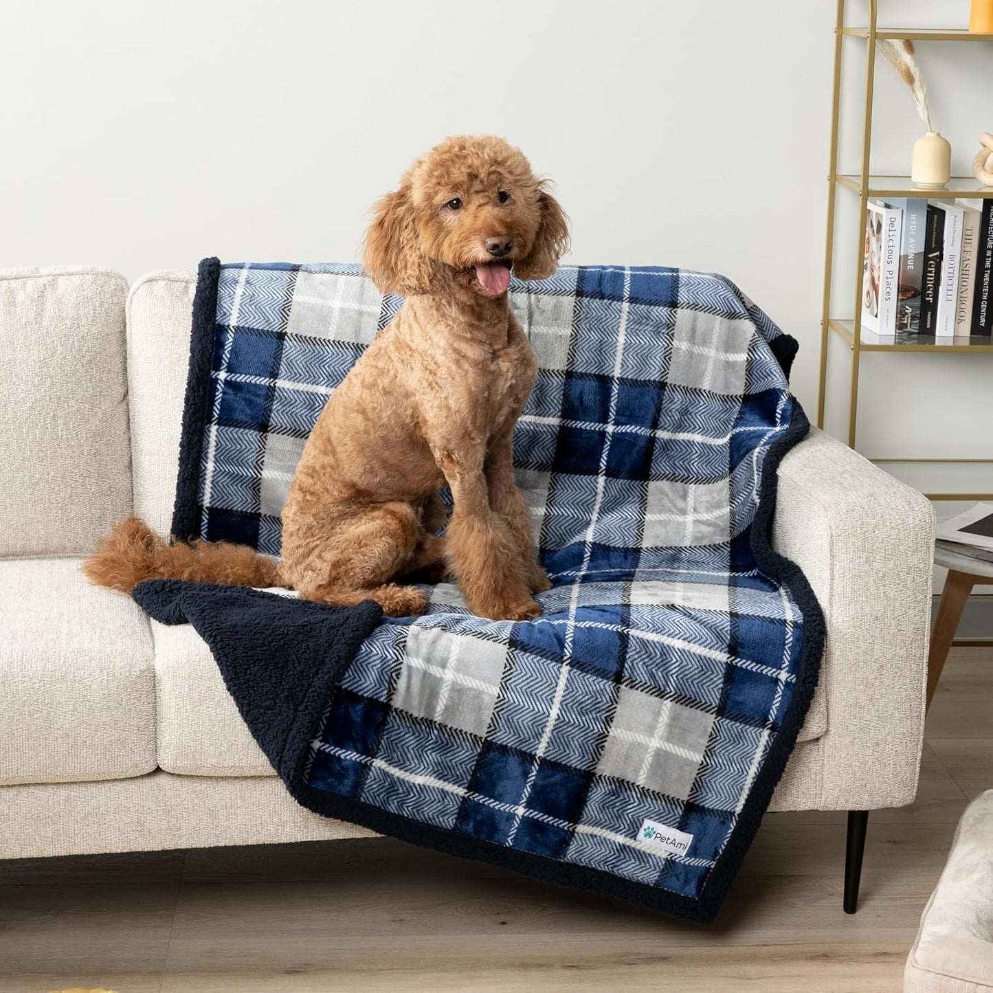 Waterproof Dog Blanket for Small Medium Dog Puppy Cat Throw for Couch Cover Leakproof Protection, Sherpa Fleece, Reversible Soft Washable 29X40 Plaid Navy Blue - pet needs7445003451498Waterproof Dog Blanket for Small Medium Dog Puppy Cat Throw for Couch Cover Leakproof Protection, Sherpa Fleece, Reversible Soft Washable 29X40 Plaid Navy BluePlaid NavyMedium 29 X 40 InchesMedium 29 X 40 Inchespet needs