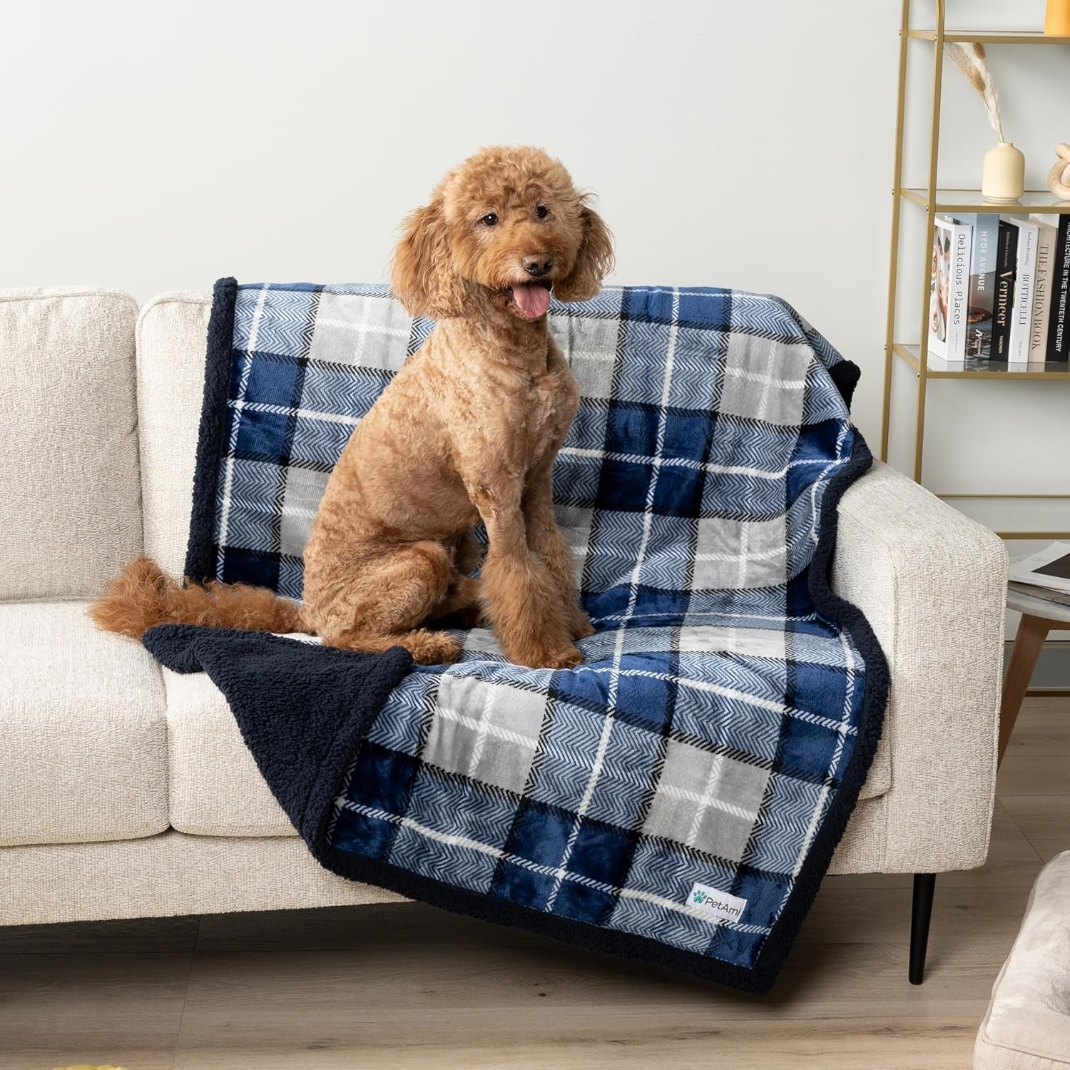 Waterproof Dog Blanket for Small Medium Dog Puppy Cat Throw for Couch Cover Leakproof Protection, Sherpa Fleece, Reversible Soft Washable 29X40 Plaid Navy Blue - pet needs7445003451498Waterproof Dog Blanket for Small Medium Dog Puppy Cat Throw for Couch Cover Leakproof Protection, Sherpa Fleece, Reversible Soft Washable 29X40 Plaid Navy BluePlaid NavyMedium 29 X 40 InchesMedium 29 X 40 Inchespet needs