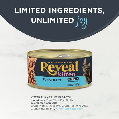 Wet Kitten Food, Tuna Fillet in Broth, 12 Pack of 2.47Oz Cans - pet needs726084459472Wet Kitten Food, Tuna Fillet in Broth, 12 Pack of 2.47Oz Canspet needs