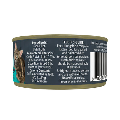 Wet Kitten Food, Tuna Fillet in Broth, 12 Pack of 2.47Oz Cans - pet needs726084459472Wet Kitten Food, Tuna Fillet in Broth, 12 Pack of 2.47Oz Canspet needs